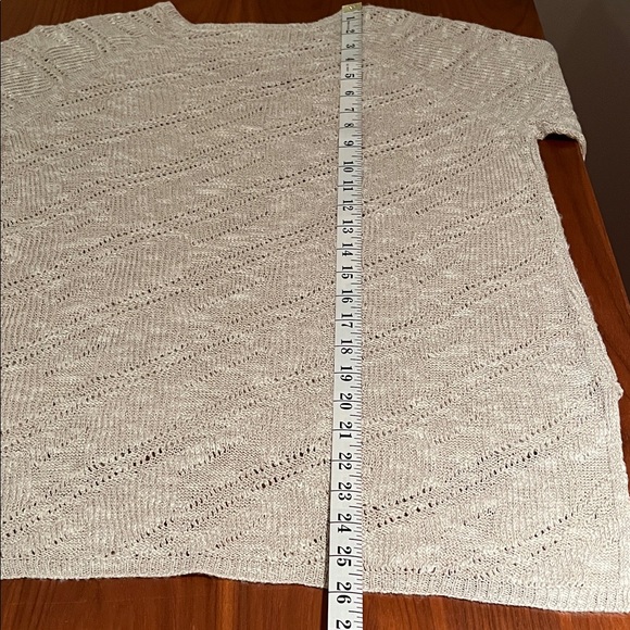 Eileen Fisher Sweater Linen Blend V-neck Short Sleeve Oatmeal Size PS - Picture 11 of 11